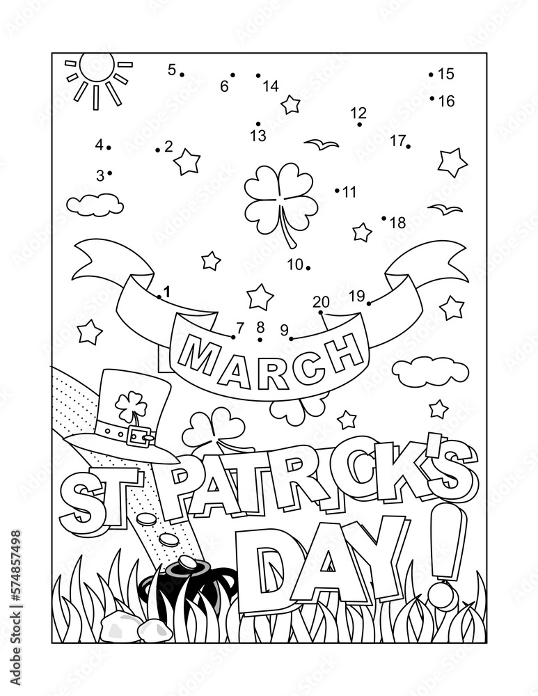 St Patrick 39 s Day Dot to dot Hidden Picture Puzzle And Coloring Page 