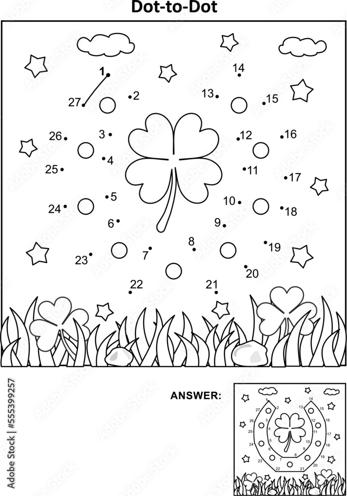 St Patrick 39 s Day Dot to dot Picture Puzzle And Coloring Page With 