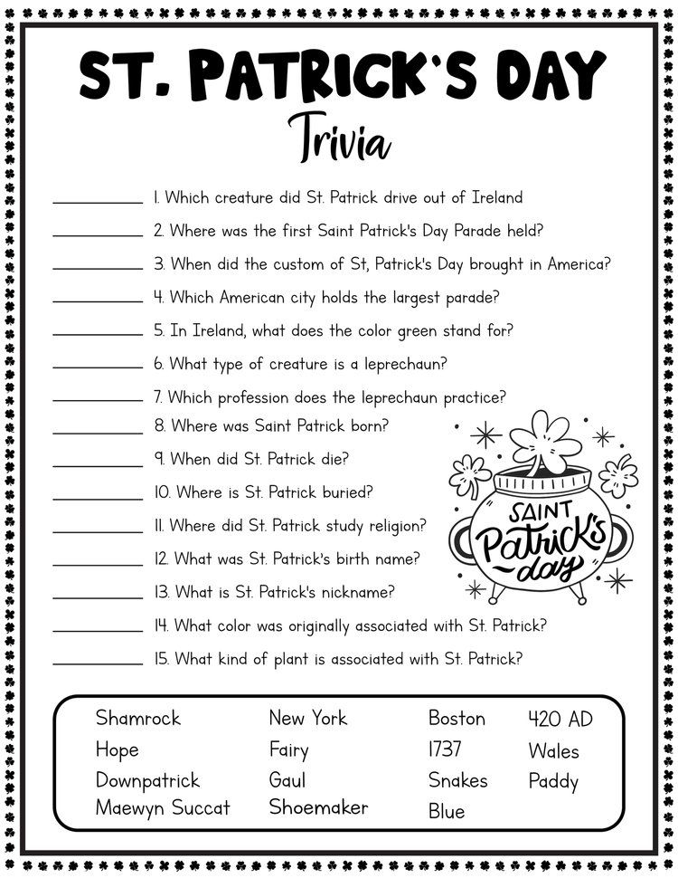 St Patrick S Day Activity Printable Set Free Artofit