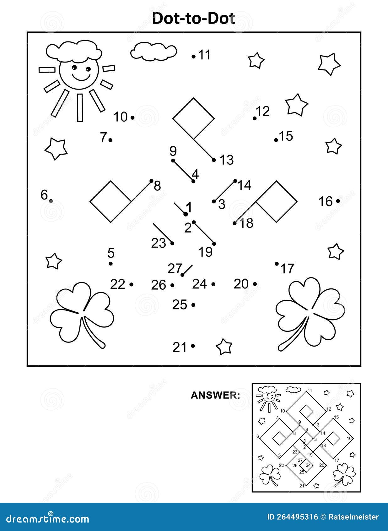 St Patrick s Day Dot to dot Picture Puzzle And Coloring Page With 