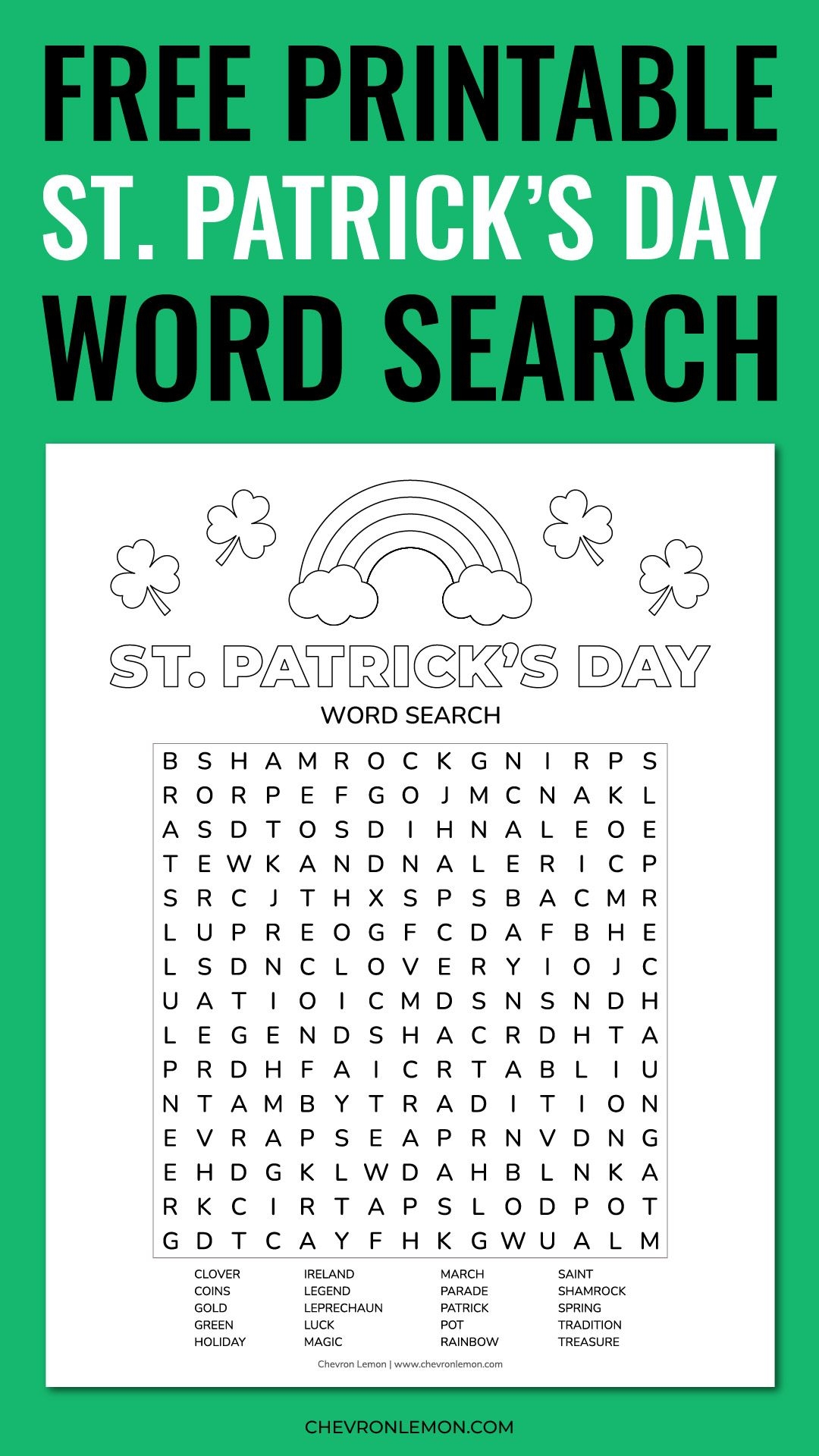 St Patrick S Day Word Search Printable Word Search Maker