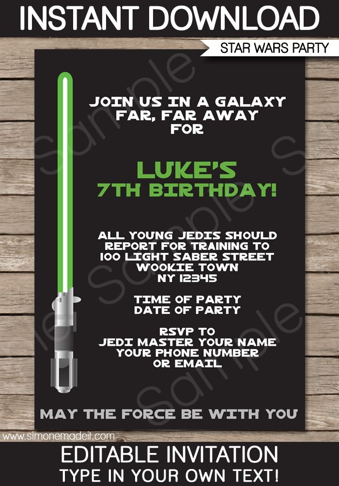 Star Wars Party Invitations Template Star Wars Birthday Invitation 