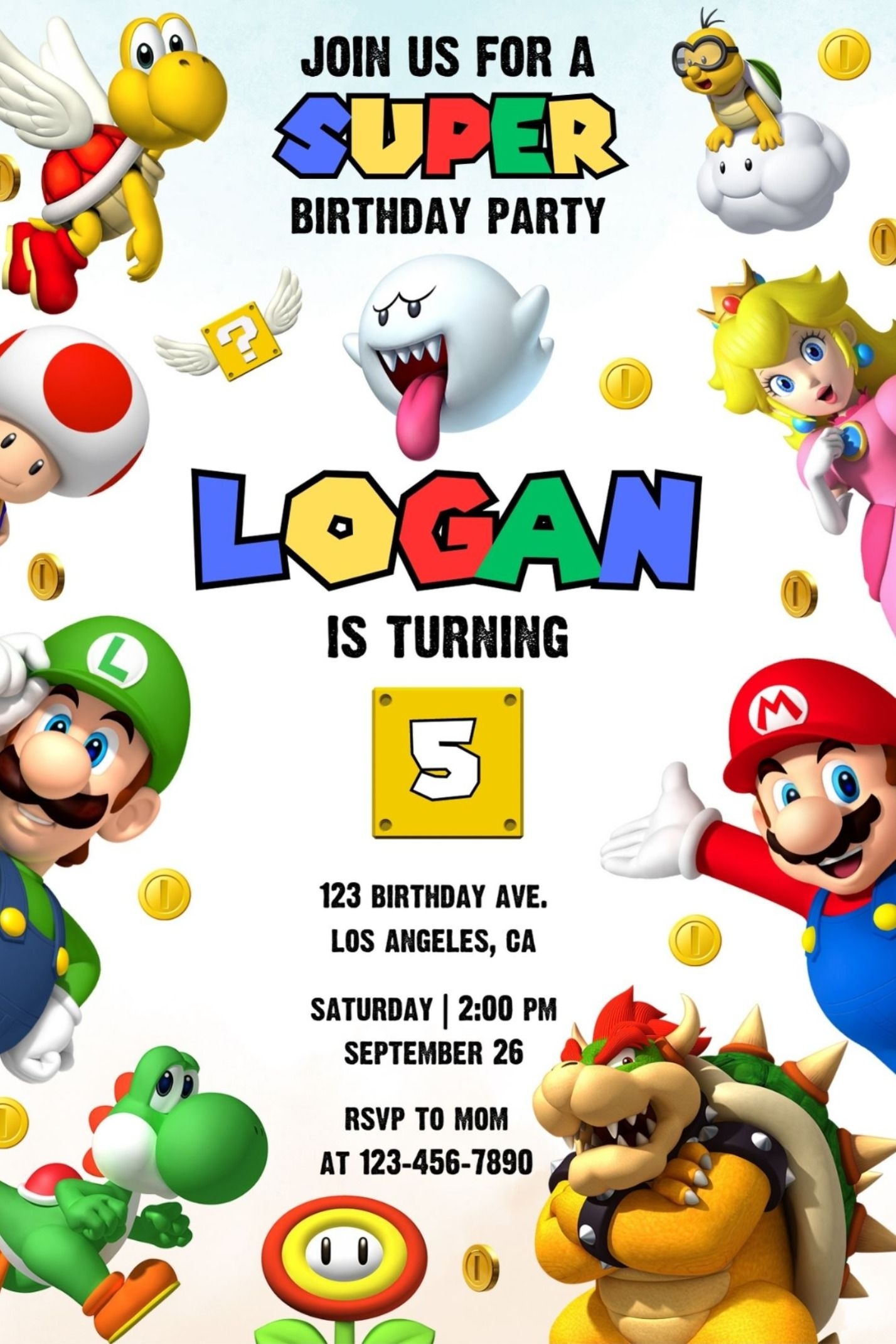 Super Mario Birthday Invitation Template Canva 2 Super Mario Birthday