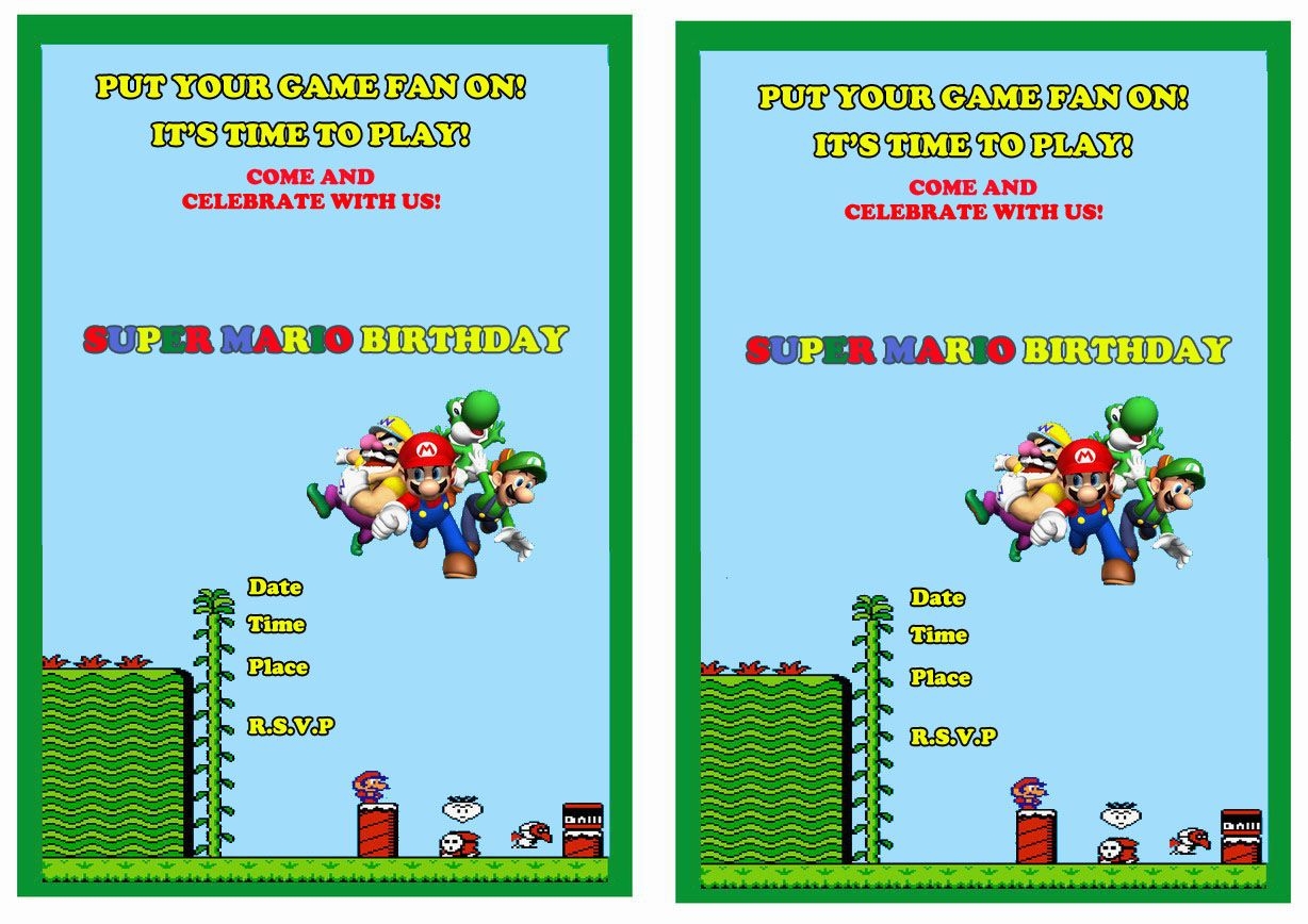 Super Mario Printable Birthday Invitations Printable New Year Banners