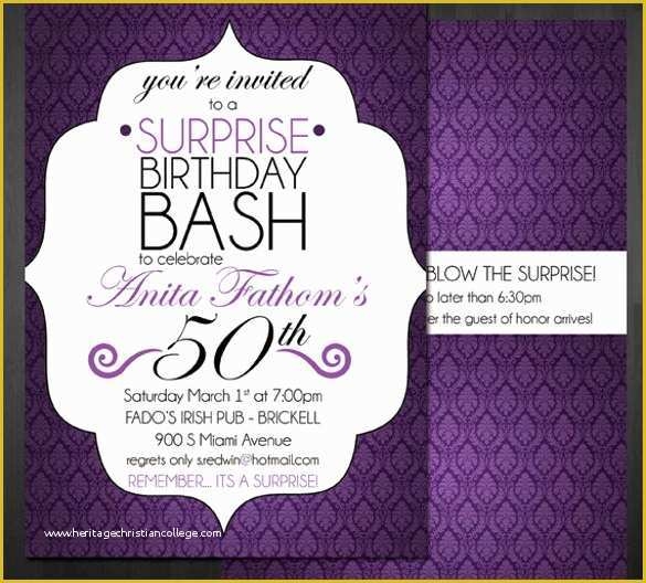 Surprise Birthday Invitations Templates Free Of 14 Surprise Birthday 