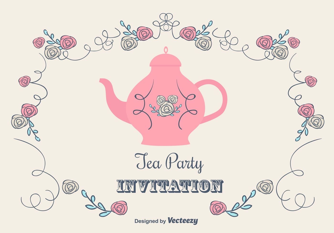 Tea Party Invitations Templates Content Calendar Template