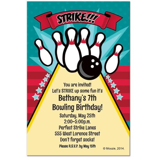 Template Free Editable Bowling Party Invitations Free