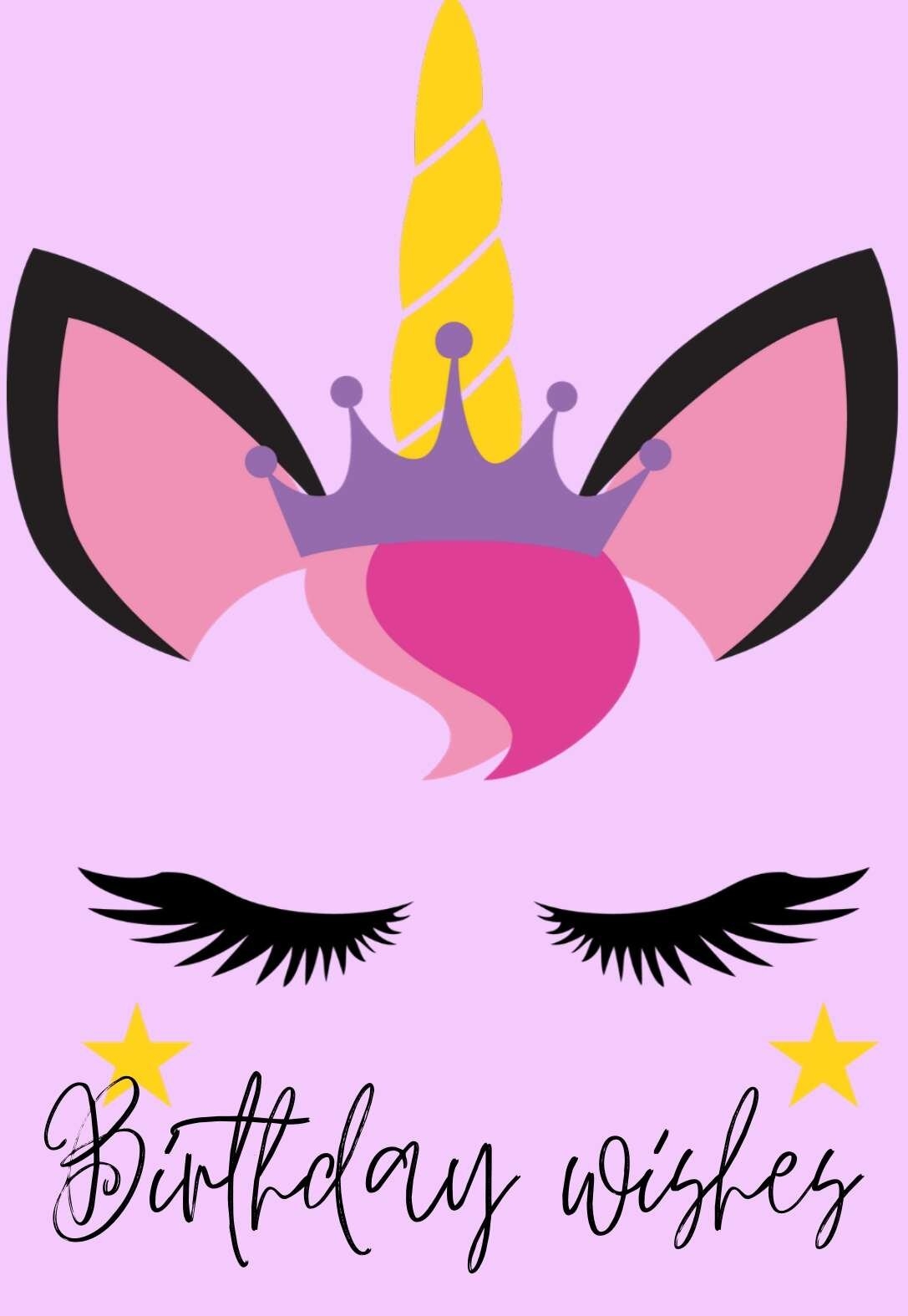 Unicorn Birthday Cards PRINTBIRTHDAY CARDS
