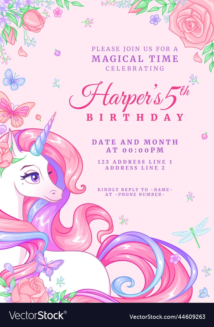 Unicorn Birthday Invitations Templates Free Printable