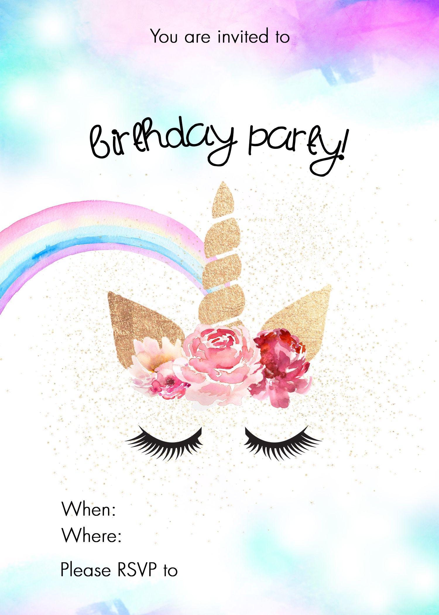 Unicorn Party Invitation Template Printable Word Searches