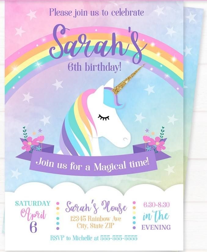 Unicorn Party Invitation Template