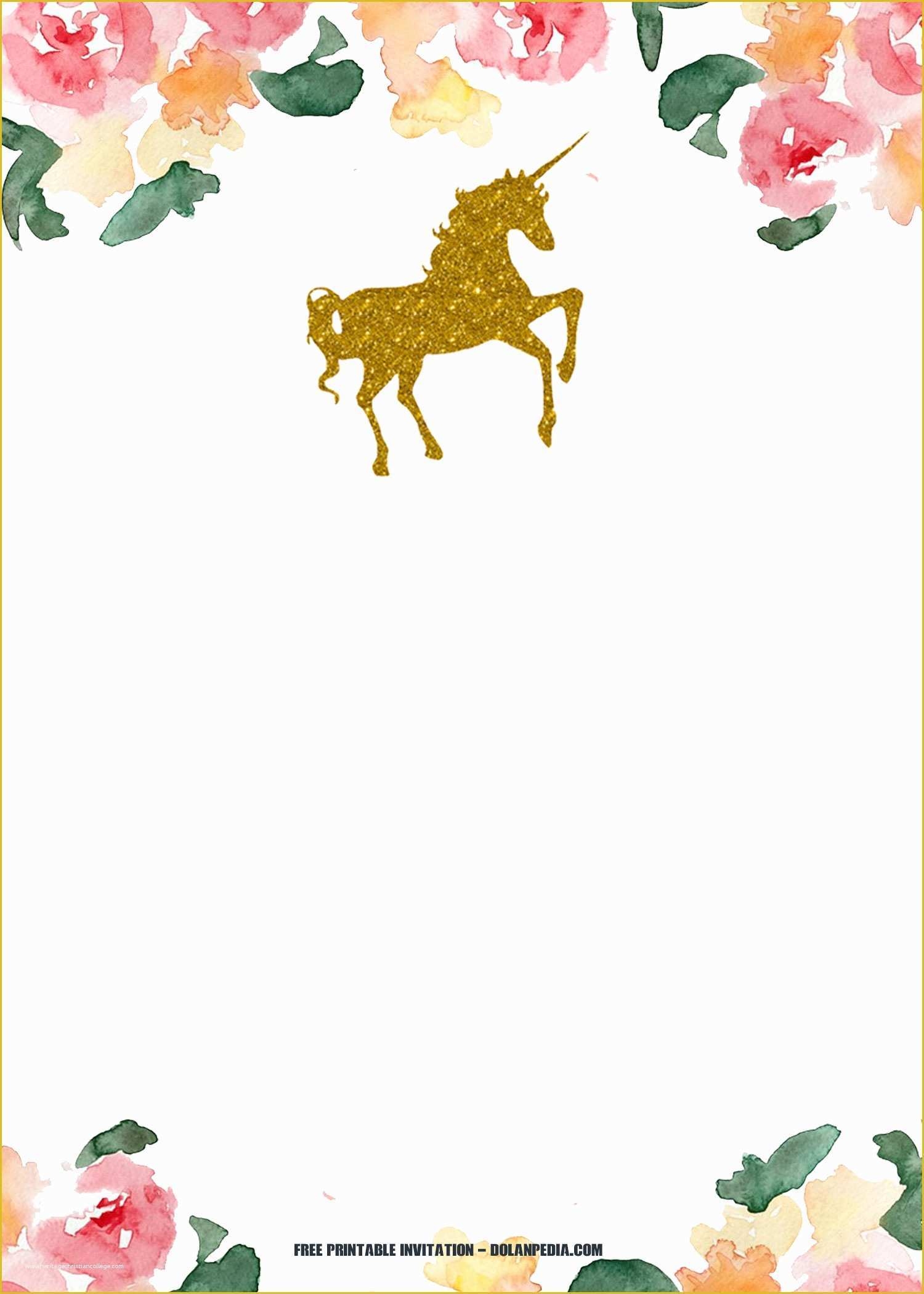 Unicorn Party Invitations Free Template Of Free Printable Golden 