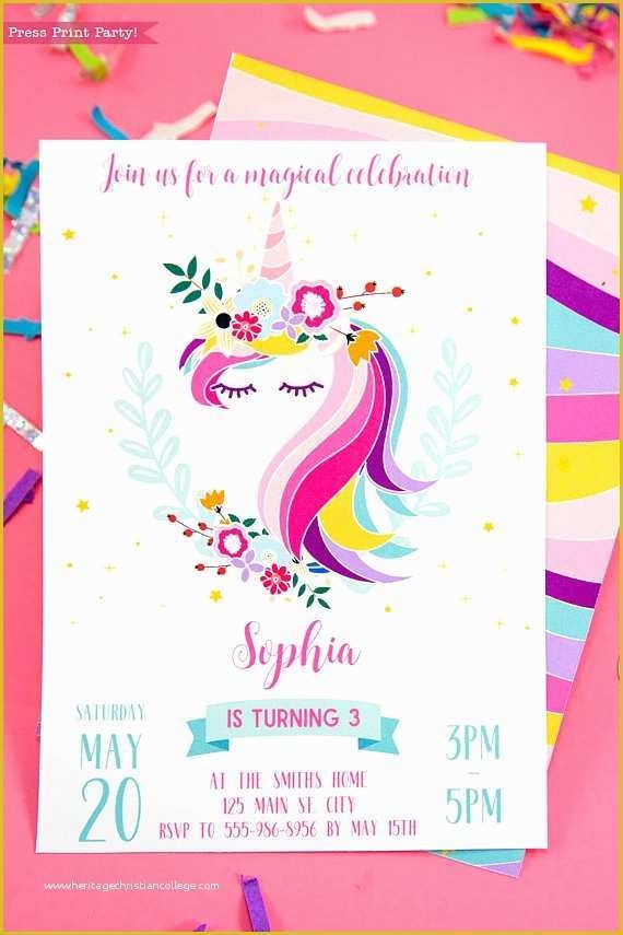 Unicorn Party Invitations Free Template Of Unicorn Party Invitation 