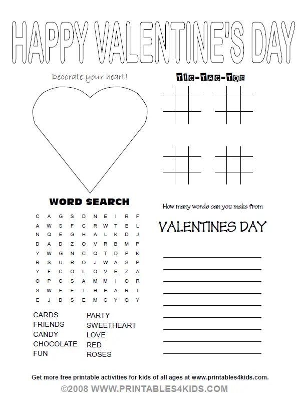 Valentine 39 s Day Activities Free Printables