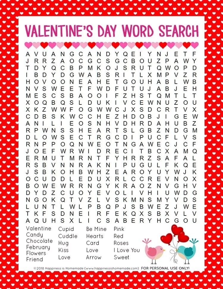 Valentine 39 s Day Word Search Free Printable Web Today I Have A Fun 