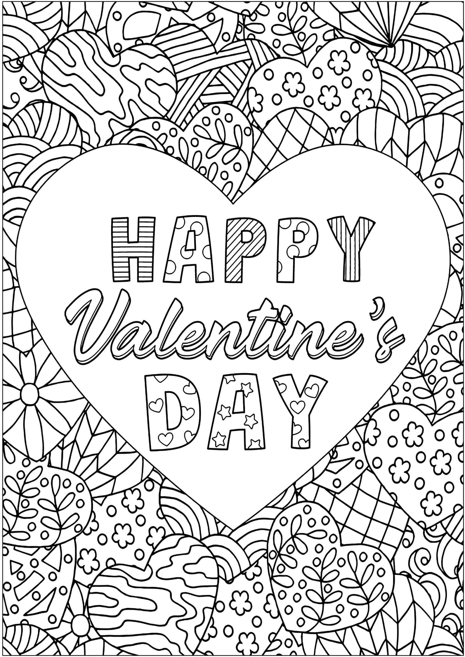 Valentine 39 s Heart With Intricate Designs Valentine 39 s Day Coloring 