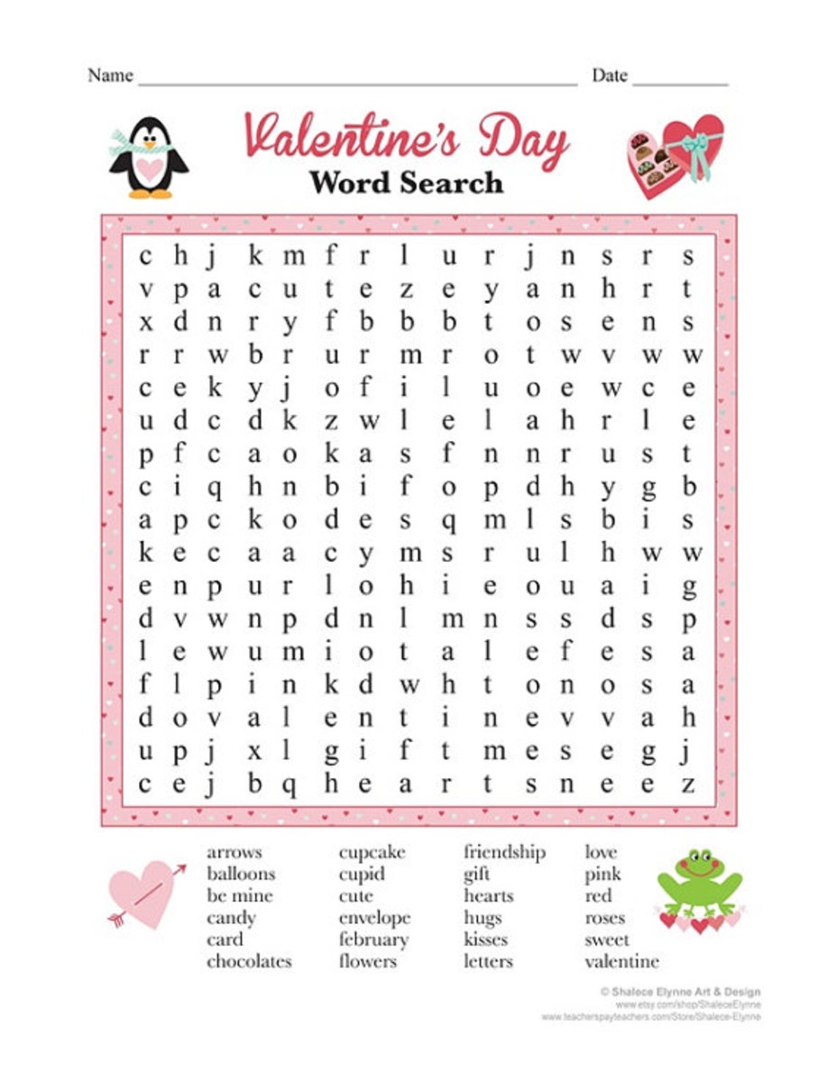 Valentine S Day Printable Games Printable Word Searches