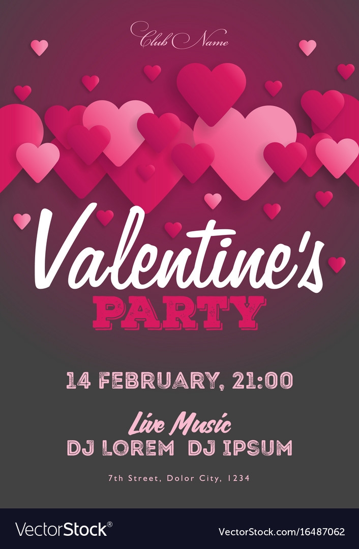 Valentines Day Invitation Flyer Template Vector Image