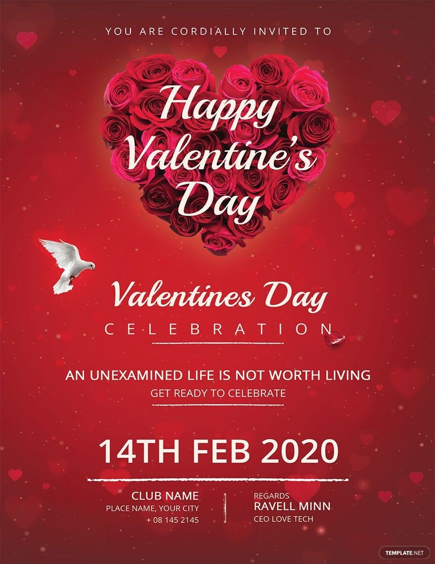 Valentines Day Invitation Template In Pages Publisher Word PSD 