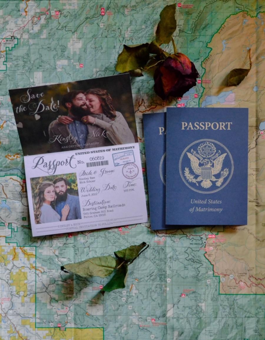 Vintage Wedding Passport Style Save The Dates Printable Design Fully 