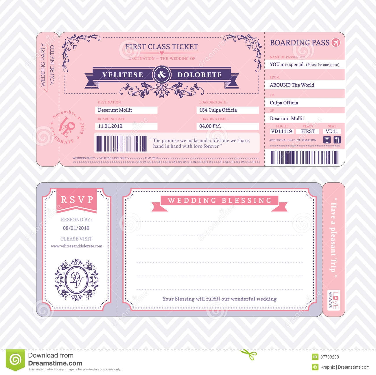 Wedding Ticket Invitation Template