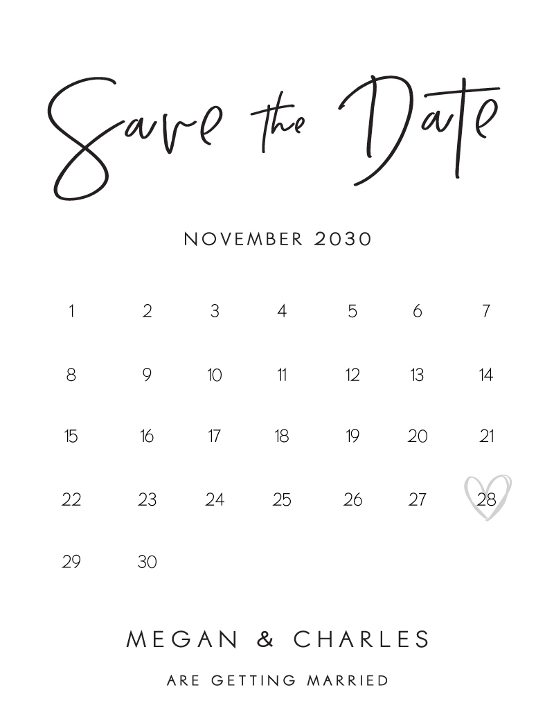 White Modern Custom Design Monochrome Digital Save The Date Simple 