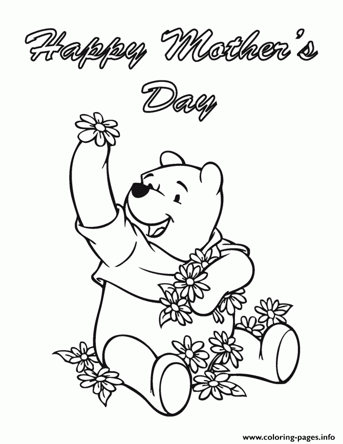 Winnie The Pooh Happy Mothers Day Coloring Pages Printable