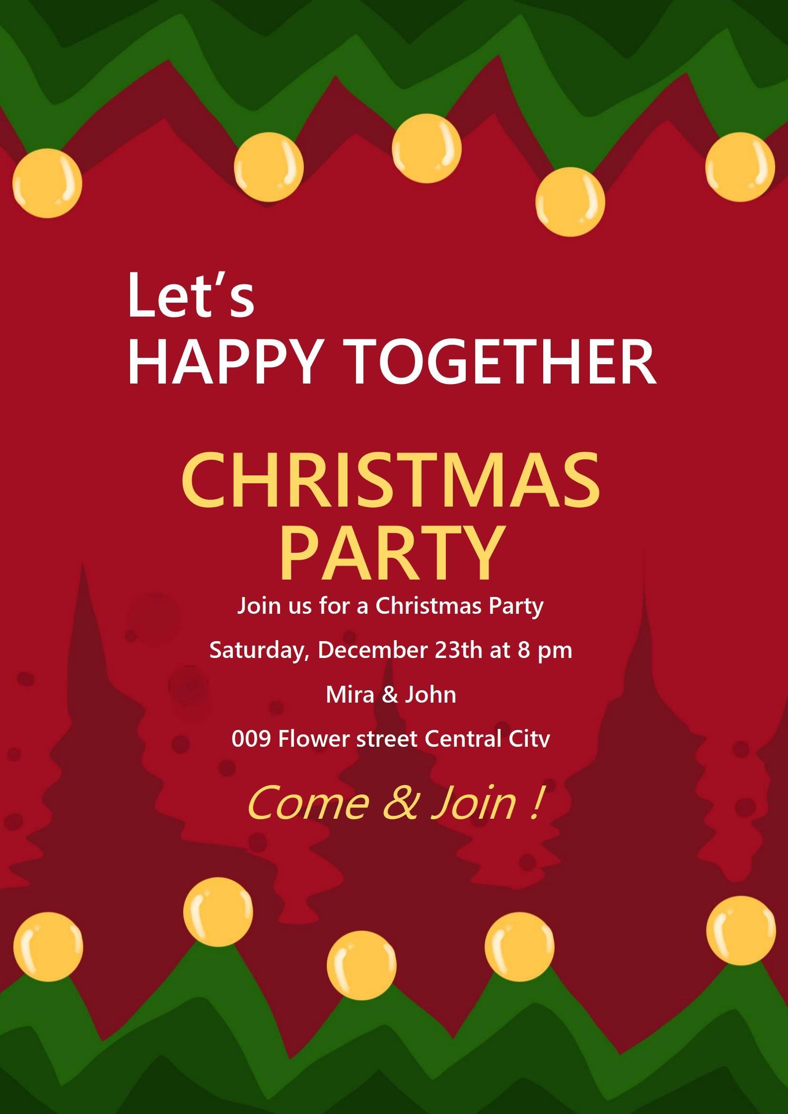 WORD Of Christmas Party House Invitation Card docx WPS Free Templates